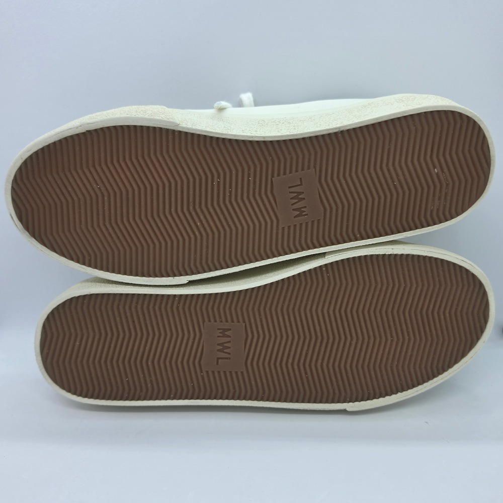 Madewell MWL Court Sneakers Womens 7 White Leather Faux Fur Trim NA843 Low Top - Picture 5 of 14